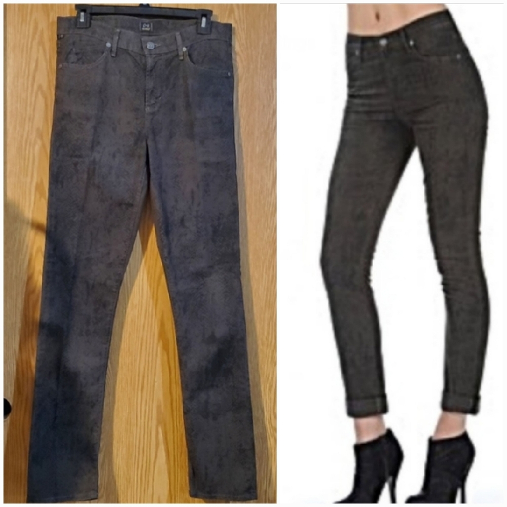 COH Mandy snake print high waist retro slim roll up jeans